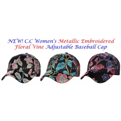 NEW C.C 's Metallic Embroidered Floral Vine Adjustable CC Baseball Cap  eb-47462134